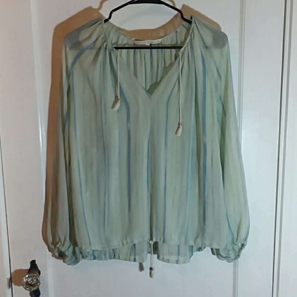 RACHEL Rachel Roy | Blue and Green Sheer Blouse